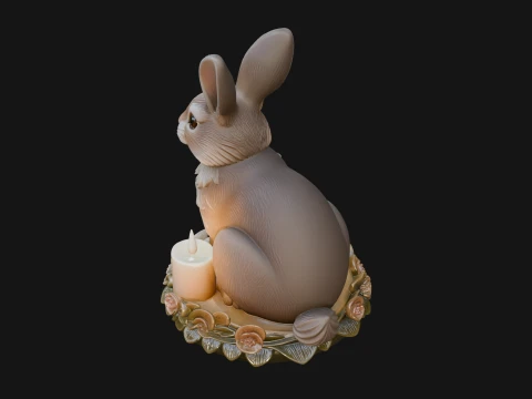 Rabbit Candle Holder Statue Design 4 - 3D Print Model 3D Print Model