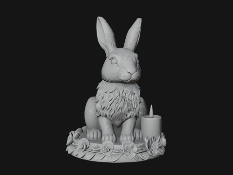 Rabbit Candle Holder Statue Design 4 - 3D Print Model 3D Print Model