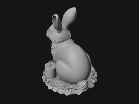 Rabbit Candle Holder Statue Design 4 - 3D Print Model 3D Print Model