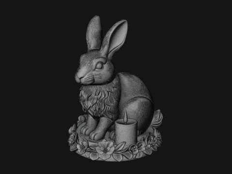 Rabbit Candle Holder Statue Design 4 - 3D Print Model 3D Print Model