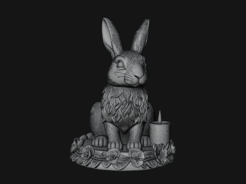 Rabbit Candle Holder Statue Design 4 - 3D Print Model 3D Print Model