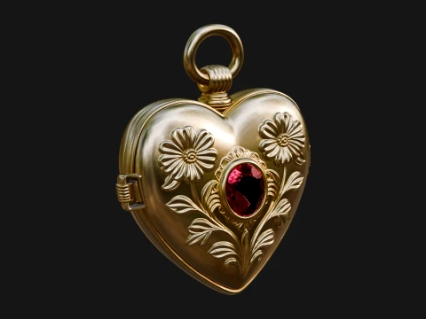 Floral Carved Locket Pendant Design 1 - 3D Print Model Modelo de impresión 3D