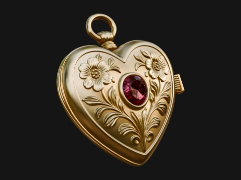 Floral Carved Locket Pendant Design 2 - 3D Print Model Modelo de impresión 3D