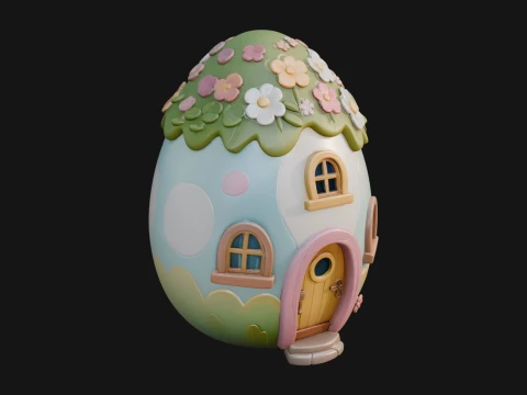 Easter Egg Cottage House Design 2 - 3D Print Model 3D Print Model
