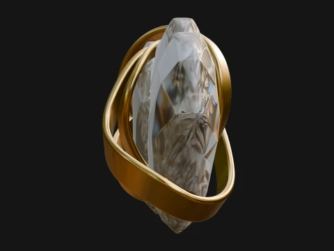 Crystal Heart Gold Band Ornament Design 3 - 3D Print Model 3D Print Model