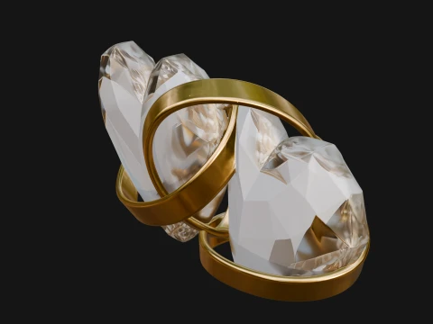 Crystal Heart Gold Band Ornament Design 3 - 3D Print Model 3D Print Model