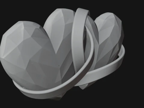 Crystal Heart Gold Band Ornament Design 3 - 3D Print Model 3D Print Model