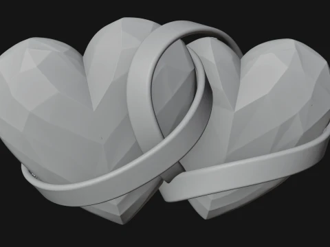 Crystal Heart Gold Band Ornament Design 3 - 3D Print Model 3D Print Model