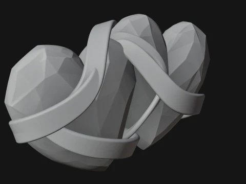 Crystal Heart Gold Band Ornament Design 3 - 3D Print Model 3D Print Model