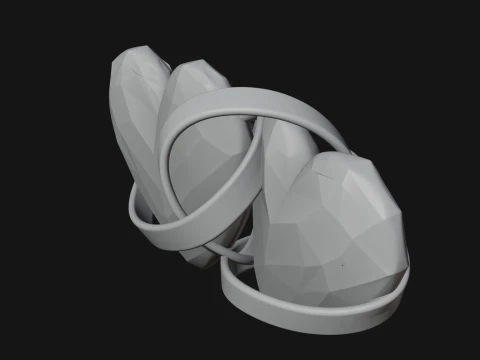 Crystal Heart Gold Band Ornament Design 3 - 3D Print Model 3D Print Model