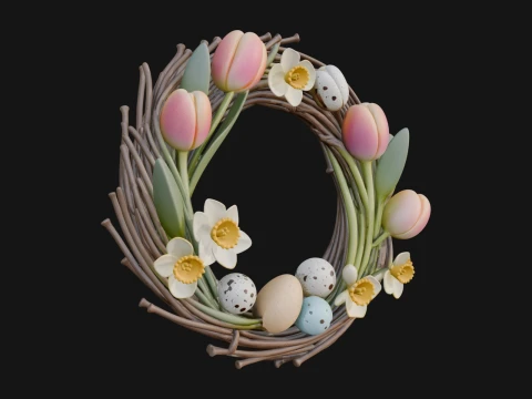 Spring Tulip Wreath Ornament Design 3 - 3D Print Model 3D Print Model