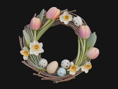 Spring Tulip Wreath Ornament Design 3 - 3D Print Model 3D Print Model