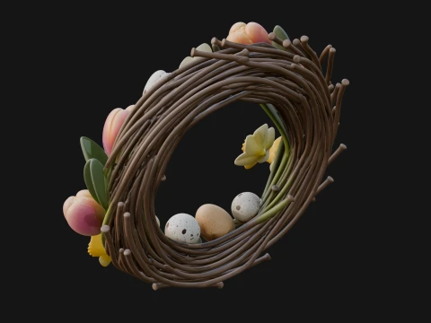 Spring Tulip Wreath Ornament Design 3 - 3D Print Model 3D Print Model