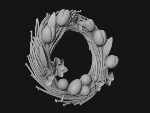 Spring Tulip Wreath Ornament Design 3 - 3D Print Model 3D Print Model