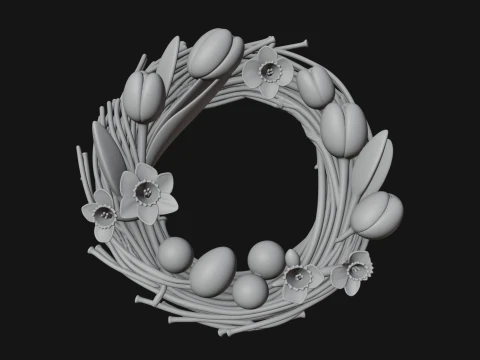 Spring Tulip Wreath Ornament Design 3 - 3D Print Model 3D Print Model