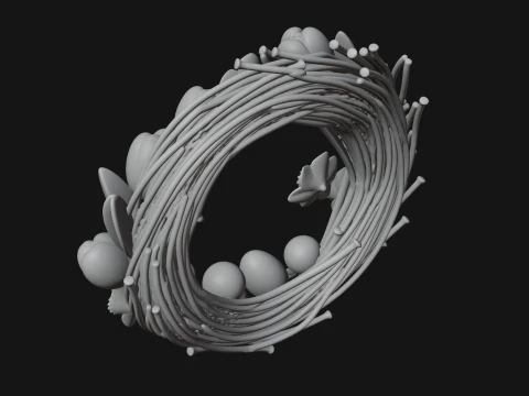 Spring Tulip Wreath Ornament Design 3 - 3D Print Model 3D Print Model