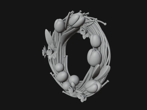 Spring Tulip Wreath Ornament Design 3 - 3D Print Model 3D Print Model