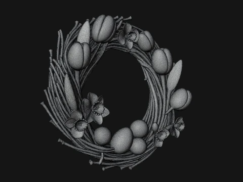 Spring Tulip Wreath Ornament Design 3 - 3D Print Model 3D Print Model