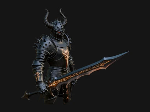 Dark Horned Knight Statue Design 11 - 3D Print Model 3D Print Model