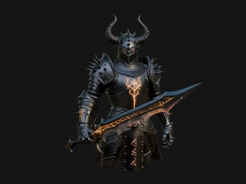 Dark Horned Knight Statue Design 11 - 3D Print Model 3D Print Model