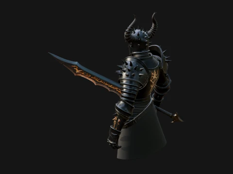 Dark Horned Knight Statue Design 11 - 3D Print Model 3D Print Model