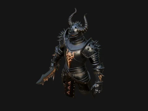 Dark Horned Knight Statue Design 11 - 3D Print Model 3D Print Model