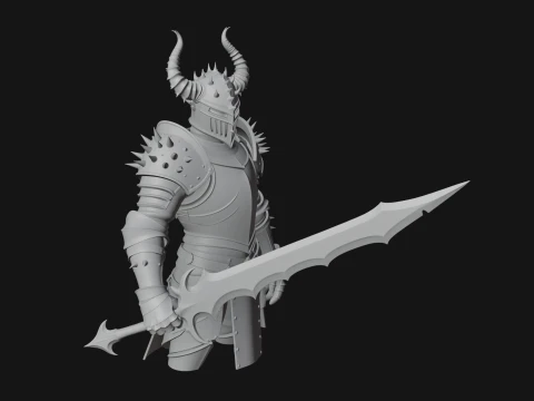 Dark Horned Knight Statue Design 11 - 3D Print Model 3D Print Model