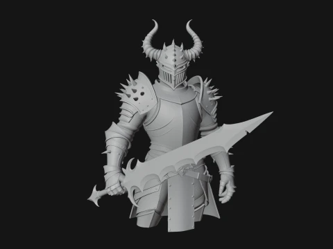 Dark Horned Knight Statue Design 11 - 3D Print Model 3D Print Model