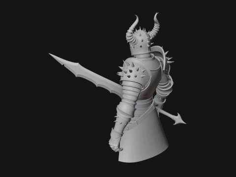 Dark Horned Knight Statue Design 11 - 3D Print Model 3D Print Model
