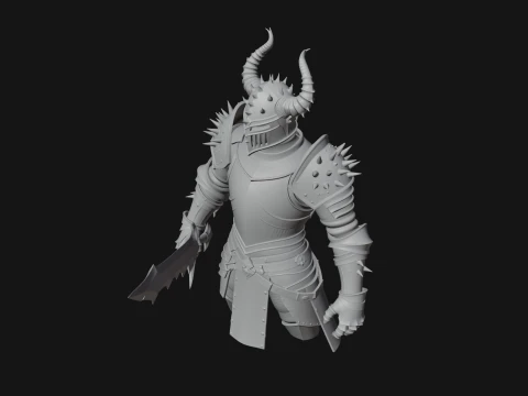 Dark Horned Knight Statue Design 11 - 3D Print Model 3D Print Model