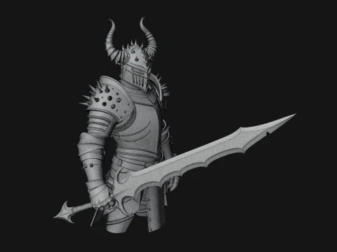 Dark Horned Knight Statue Design 11 - 3D Print Model 3D Print Model