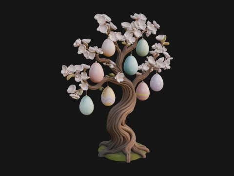 Easter Egg Blossom Tree Model Design 4 - 3D Print Model Modèles 3D en vedette