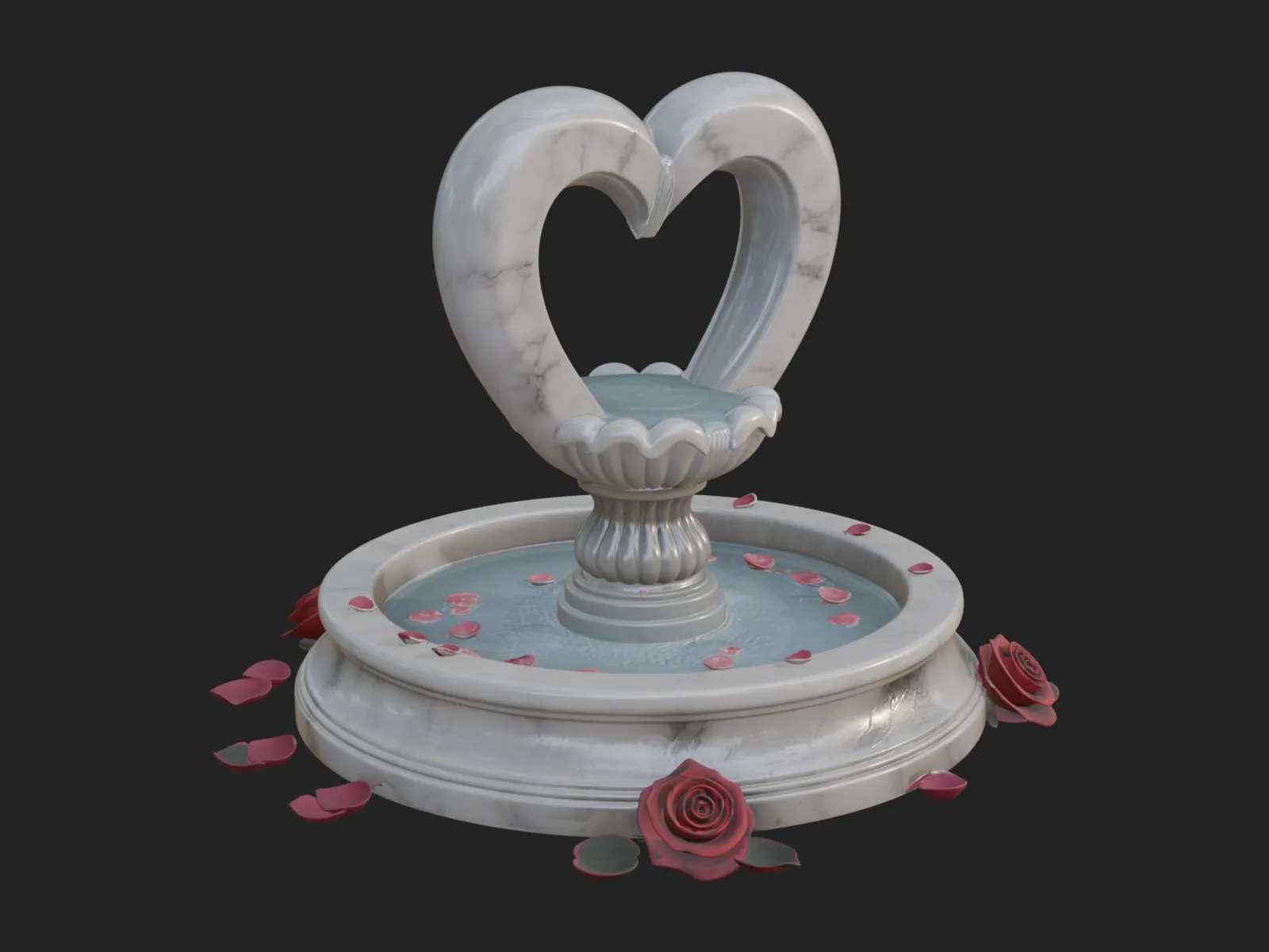 Rose Flower Garden Fountain Model Design 4 - 3D Print Model 3D Print Model .c4d .max .obj .3ds .fbx .stl .blend 