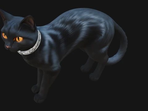 Black Cat Statue Design 4 - 3D Print Model 3D Print Model