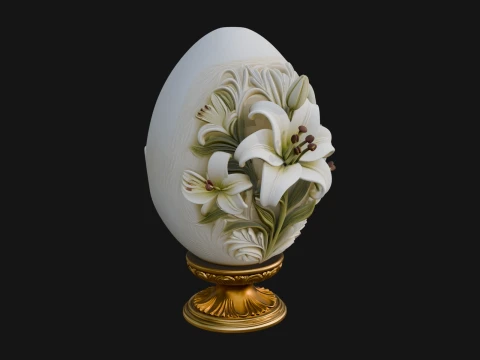 Floral Carved Easter Egg Ornament Design 6 - 3D Print Model 3D Принт Модель
