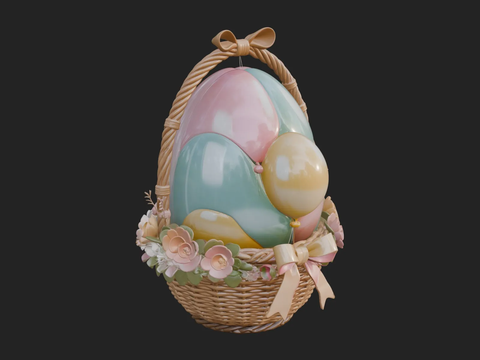 Easter Egg in Basket Ornament Design 7 - 3D Print Model 3D Print Model .c4d .max .obj .3ds .fbx .stl .blend