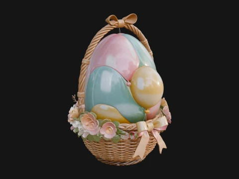 Easter Egg in Basket Ornament Design 7 - 3D Print Model 3D Print Model