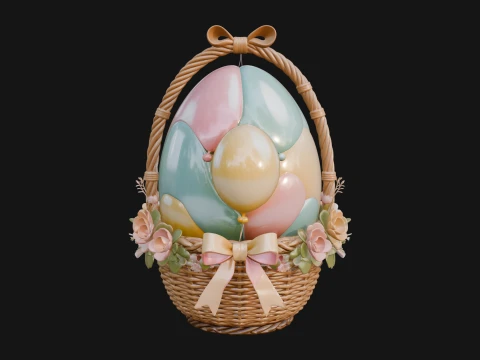 Easter Egg in Basket Ornament Design 7 - 3D Print Model 3D Print Model