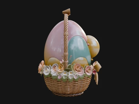 Easter Egg in Basket Ornament Design 7 - 3D Print Model 3D Print Model