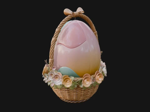 Easter Egg in Basket Ornament Design 7 - 3D Print Model 3D Print Model
