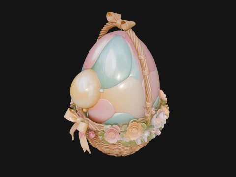 Easter Egg in Basket Ornament Design 7 - 3D Print Model 3D Print Model