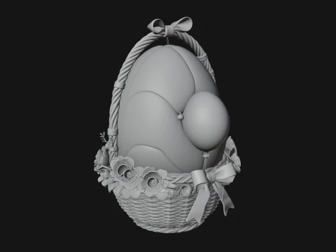 Easter Egg in Basket Ornament Design 7 - 3D Print Model 3D Print Model