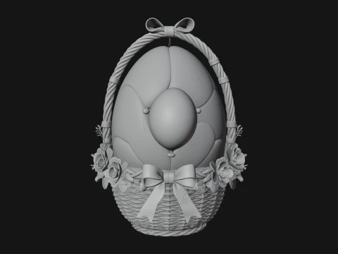Easter Egg in Basket Ornament Design 7 - 3D Print Model 3D Print Model