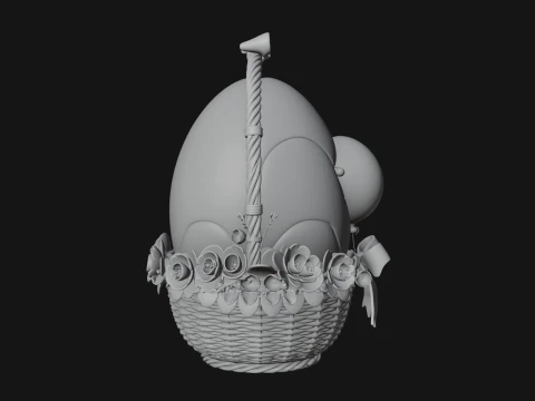 Easter Egg in Basket Ornament Design 7 - 3D Print Model 3D Print Model