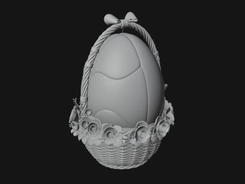 Easter Egg in Basket Ornament Design 7 - 3D Print Model 3D Print Model