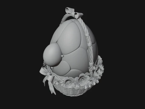 Easter Egg in Basket Ornament Design 7 - 3D Print Model 3D Print Model