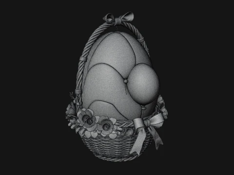 Easter Egg in Basket Ornament Design 7 - 3D Print Model 3D Print Model