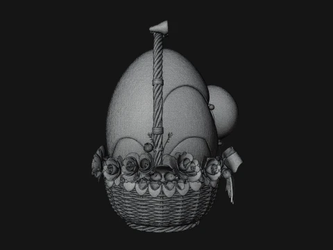 Easter Egg in Basket Ornament Design 7 - 3D Print Model 3D Print Model