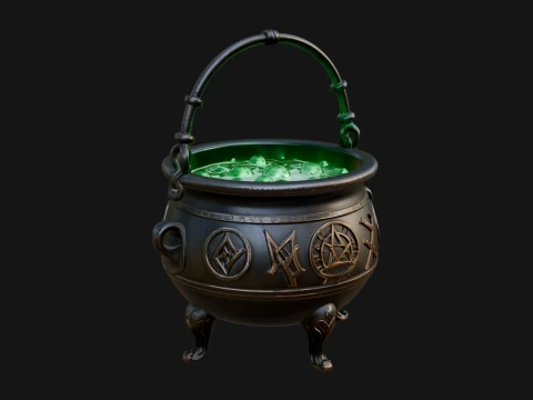 Bubbling Witch Cauldron Model Design 2 - 3D Print Model 3D Print Model