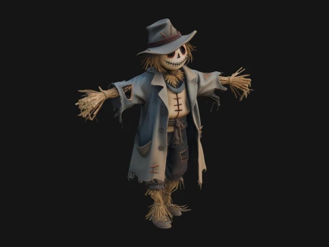 Pumpkin Scarecrow Statue Design 19 - 3D Print Model Modello di stampa 3D